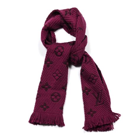 Louis Vuitton Logomania Wool Silk Cerise Cherry Scarf 